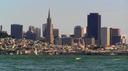 Sailing with my Uncle Wes on the Bay -- San Francisco skyline as seen from the sailboat.